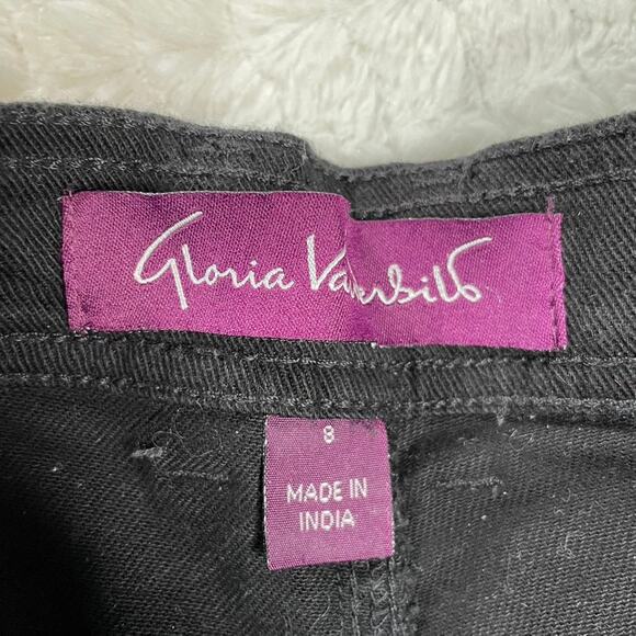 GLORIA VANDERBILT Black Pants Capri 8 Medium Pants Jeans Zipper Fly Pockets - Picture 3 of 4